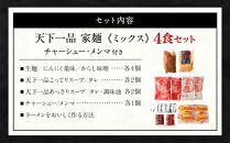 【天下一品】家麺 ミックス4食セット＜チャーシュー・メンマ付き＞（B-JB31）（ラーメン/拉麺/天一）［ 京都 ラーメン 有名店 こってり 天下一品自慢の スープ おいしい 人気 おすすめ 簡単 便利 あっさり セット お取り寄せ 通販 送料無料 ふるさと納税 ］