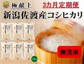【新米・先行予約】無洗米30kg 新潟県佐渡産コシヒカリ30kg(5kg×6)×3回「3カ月定期便」