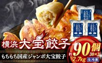 全て国産食材、銘柄豚使用！肉汁あふれる！【横浜大宝餃子】もちもち国産ジャンボ大宝餃子90個（30個×3）老舗餃子メーカー 横浜中華 焼餃子 冷凍餃子 ギョーザ ぎょうざ 大きい 中華 おかず 惣菜 ギフト プレゼント