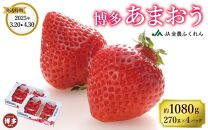 ＜2025年3月以降発送＞博多あまおう約270ｇ×４