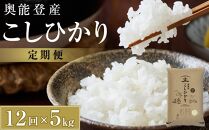 【復興支援】【定期便】奥能登産こしひかり5kgを1年間 毎月お届け