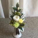 静謐な心を届けるお供え花 プリザーブドフラワー・静花（クリアケース入り）　ホワイト×グリーン×イエロー