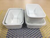 野田琺瑯 レクタングル深型4点セット シール蓋付（S×2、M×2）【クラフト 民芸 人気 おすすめ 】
